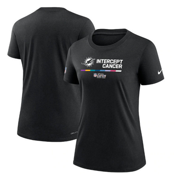 Women's Miami Dolphins Black 2022 Crucial Catch Performance T-Shirt(Run Small)